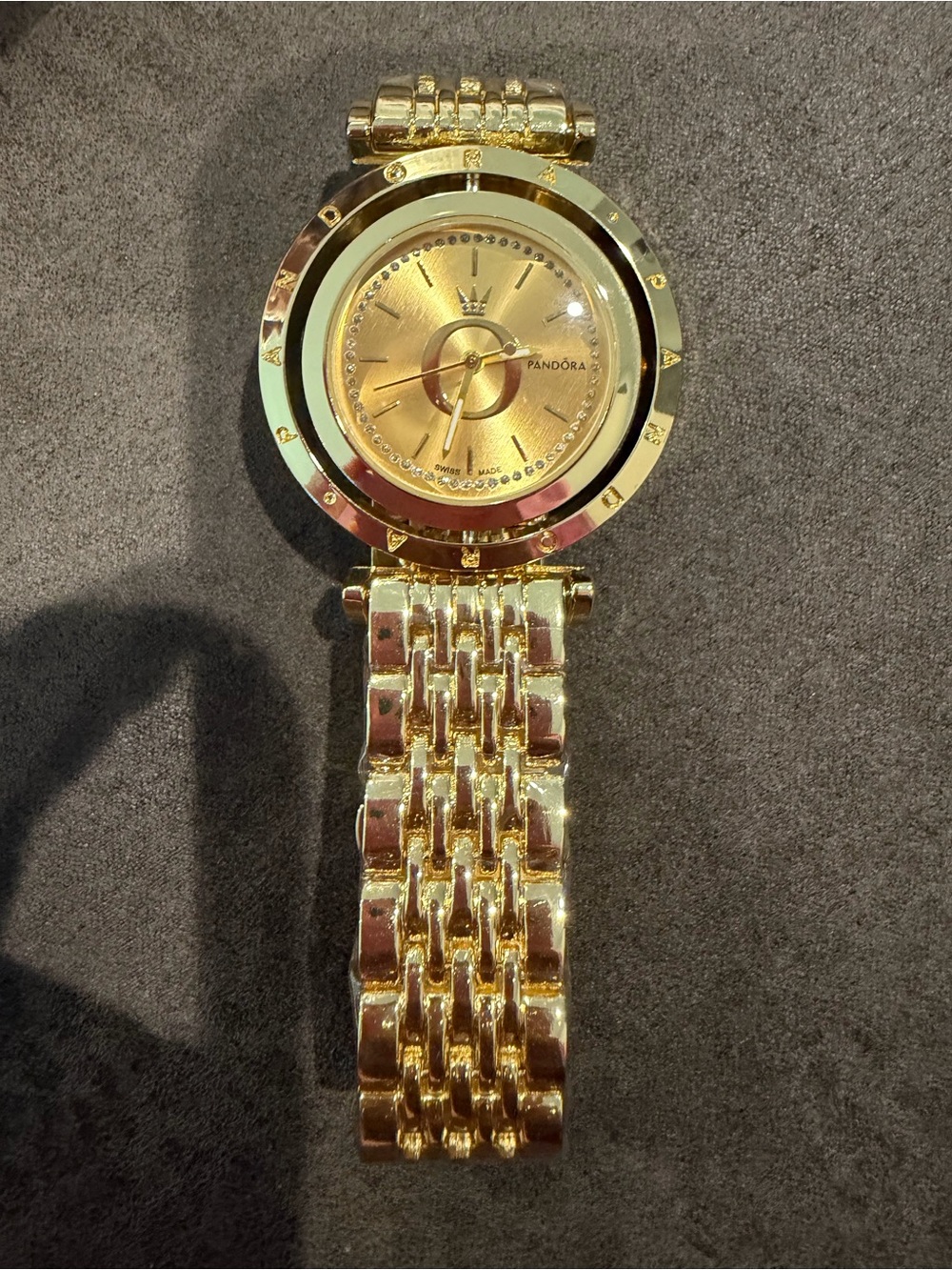 New Pandora Gold-Tone Round Dial Bracelet Watch